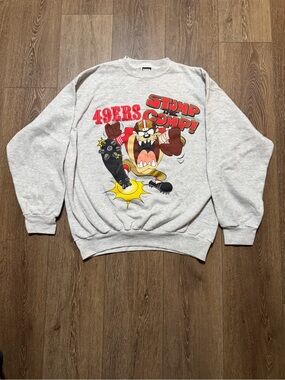 Vintage 90’s Warner Bros. Gray '49ERS STOMP 'EM!' Graphic Crewneck Sweatshirt